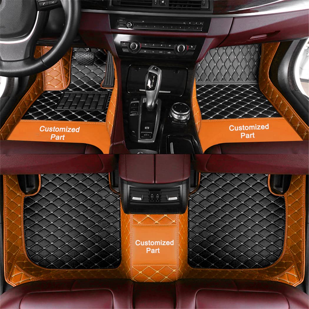 Anpassen Fußmatten für Chevrolet Camaro Cruze Captiva Orlando Blazer Aveo PU-Leder Auto Fussmatten Set Allwetter wasserdichte rutschfeste Teppich（Orange und Schwarz） von Blackwheel