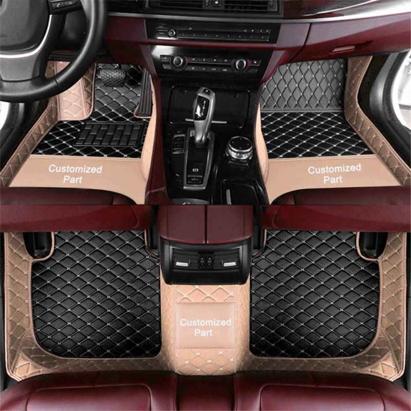 Anpassen Fußmatten für Jeep Grand Cherokee Wrangler Compass Renegade Patriot PU-Leder Auto Fussmatten Set Allwetter wasserdichte rutschfeste Teppich（Beige und Schwarz） von Blackwheel