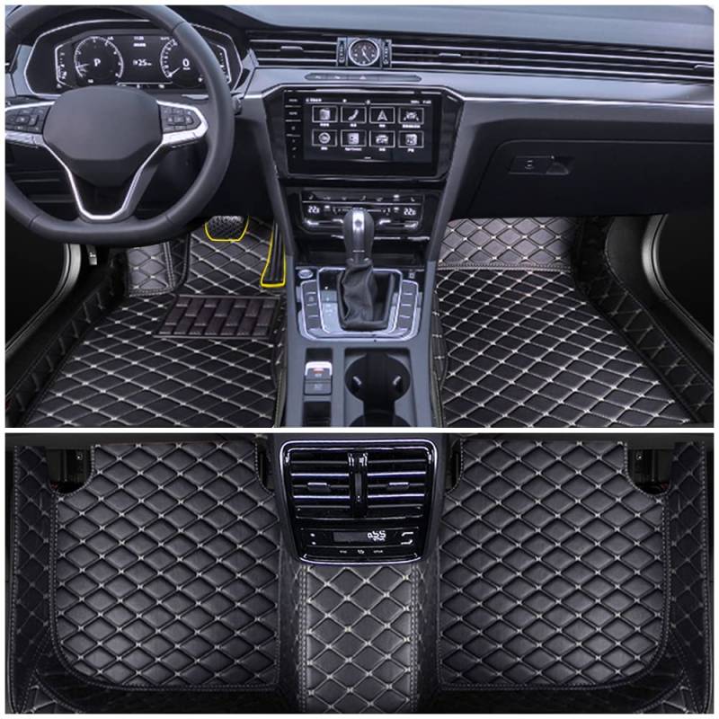 Auto Fußmatten für VW for Volkswagen Amarok 2010-2018 Allwetter Fussmatten Innenraum Zubehör Fussmatten, Schwarz-Beige von Blackwheel