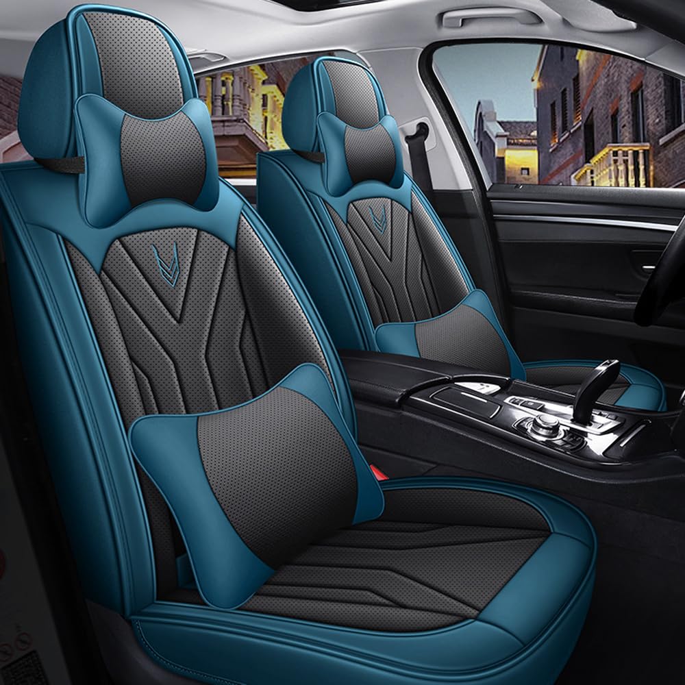 Autositzbezüge Für SEAT Ateca 5-Sitzer kompletter Satz Sitzkissen Allwetter Autoteile Interieur schwarz Blau von Blackwheel