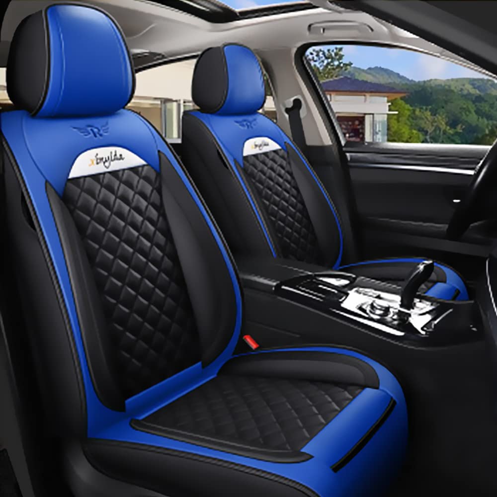 Autositzbezug Für Skoda Octavia 1998-2025 Komplettset 5 Sitze Allwettereinsatz Auto PU Ledersitzbezug Vorne und Hinten 5 Stück,Standard Version - Blau von Blackwheel