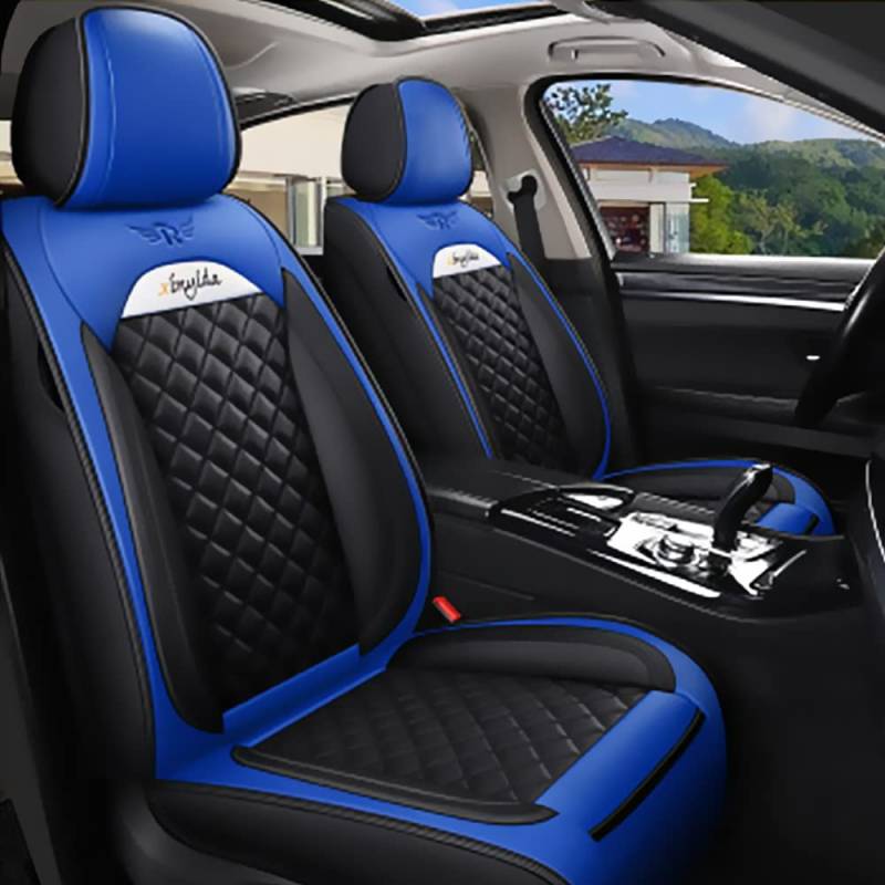 Autositzbezug Für Suzuki Ignis Komplettset 5 Sitze Allwettereinsatz Auto PU Ledersitzbezug Vorne und Hinten 5 Stück,Standard Version - Blau von Blackwheel