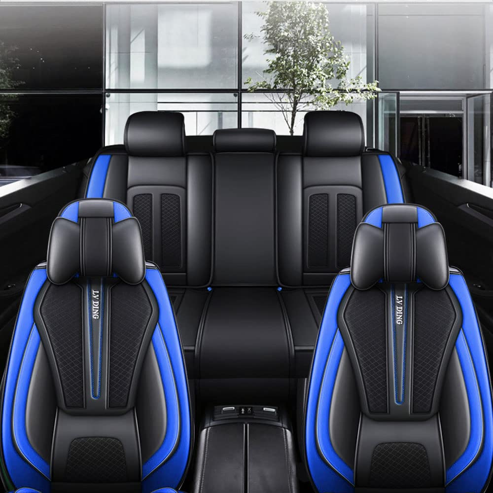 Autositzbezug Für VW Für Volkswagen Golf3 Golf5 Golf6 Golf7 Tour Variant für 5-Sitze Sitzbezüge Auto PU Leder Komplettset, Universell Sitzbezug Auto Sitzschoner Kompatibel, Luxus, Schwarz Blau von Blackwheel