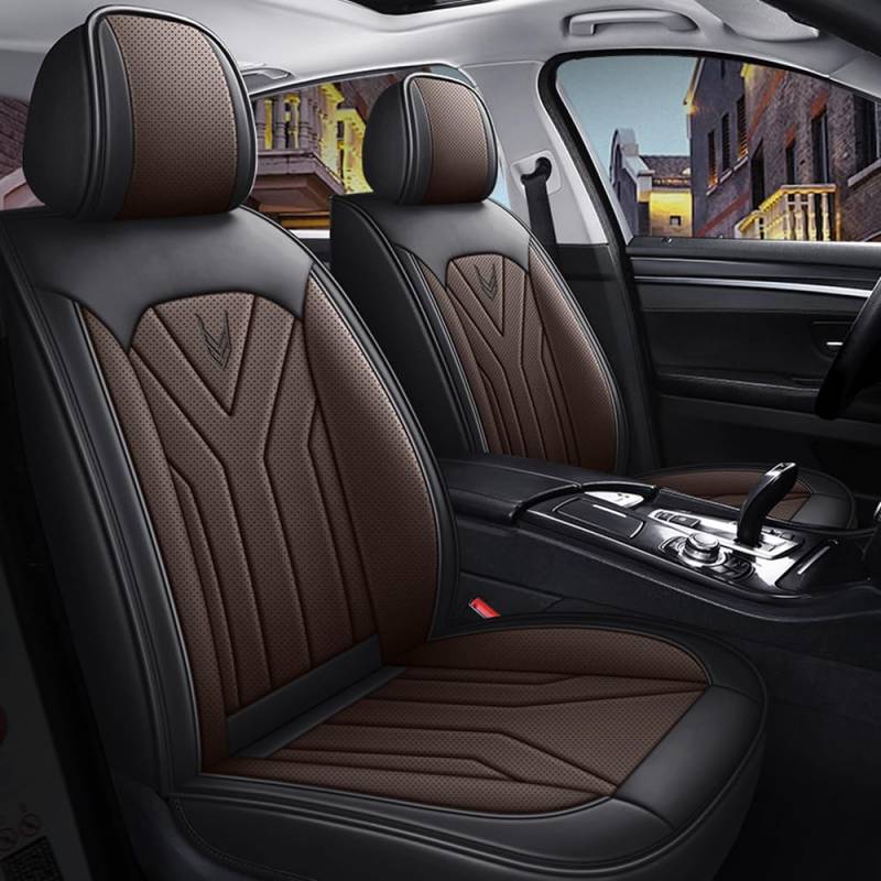 Blackwheel Autositzbezüge Für VW Für Volkswagen Tiguan 2009-2024 5-Sitzer kompletter Satz Sitzkissen Allwetter Autoteile Interieur schwarz Kaffee von Blackwheel