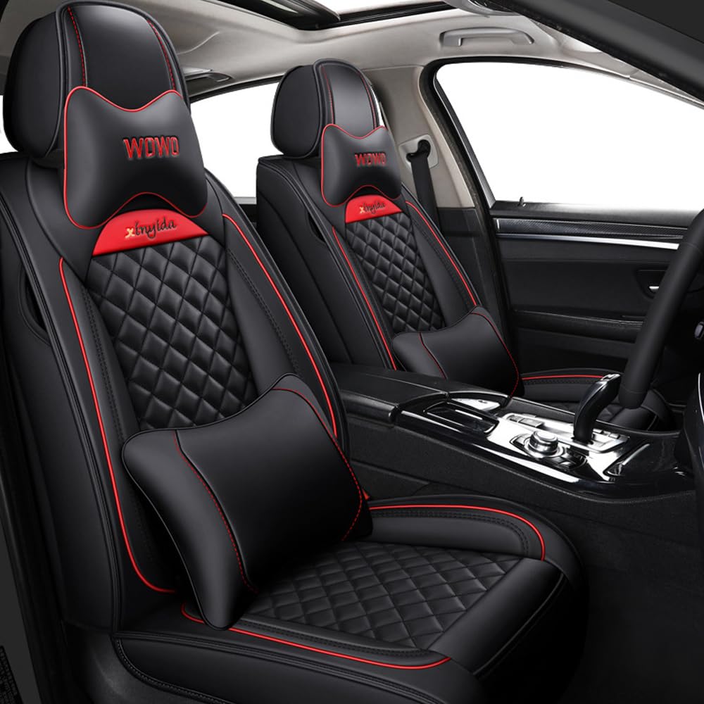 Blackwheel Autositzbezug Für SEAT Ateca Komplettset 5 Sitze Allwettereinsatz Auto PU Ledersitzbezug Vorne und Hinten 5 Stück,Deluxe Version - Schwarz von Blackwheel