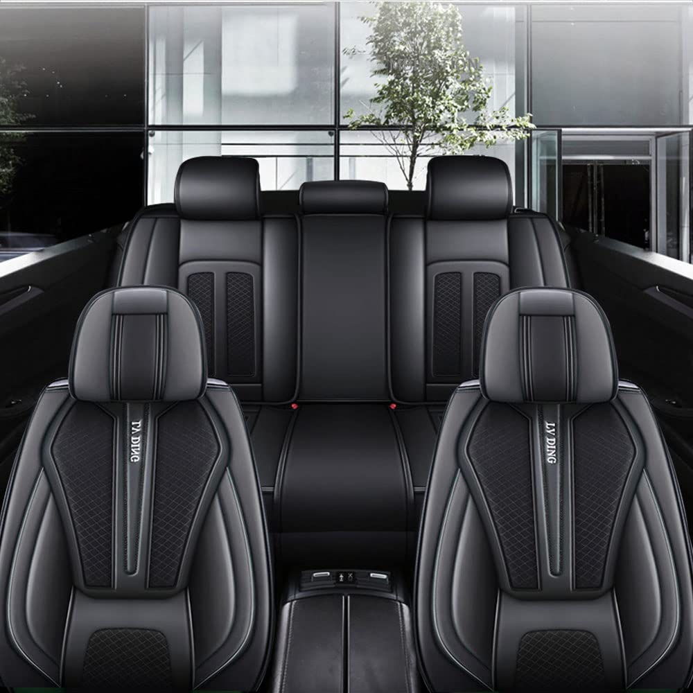 Blackwheel Autositzbezug Für SEAT Ateca für 5-Sitze Sitzbezüge Auto PU Leder Komplettset, Universell Sitzbezug Auto Sitzschoner Kompatibel, Standard, Schwarz von Blackwheel