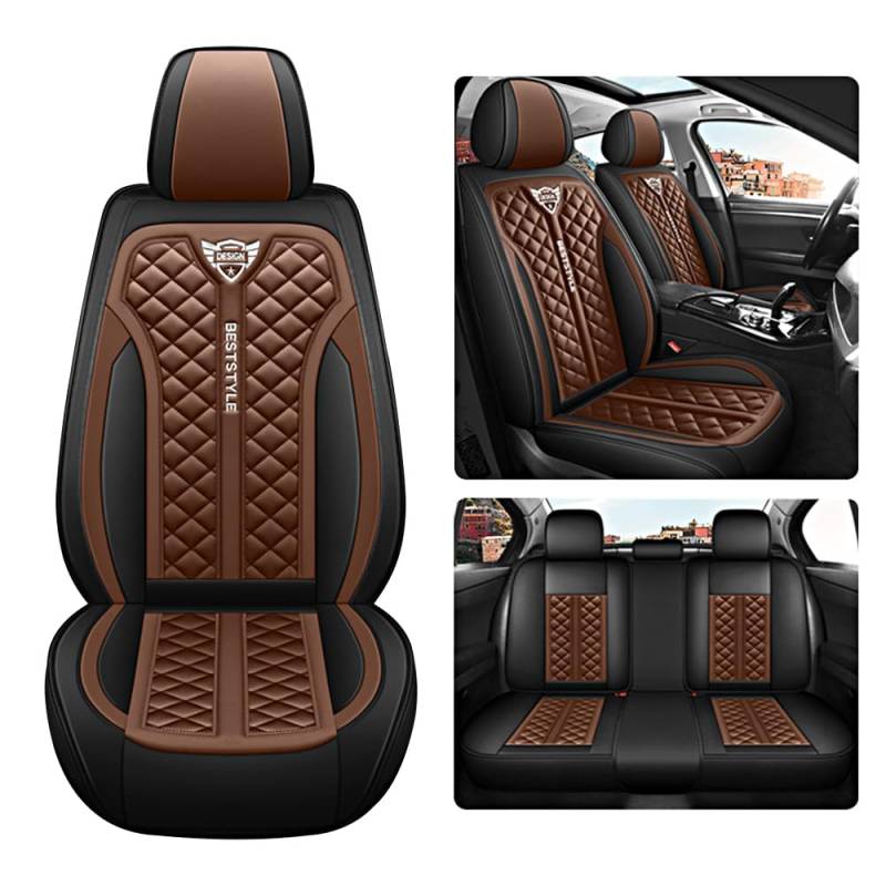 Blackwheel Autositzbezug Für SEAT Ibiza 2009-2024 Komplettset 5 Sitze Allwettereinsatz Auto Ledersitzbezug Brown von Blackwheel