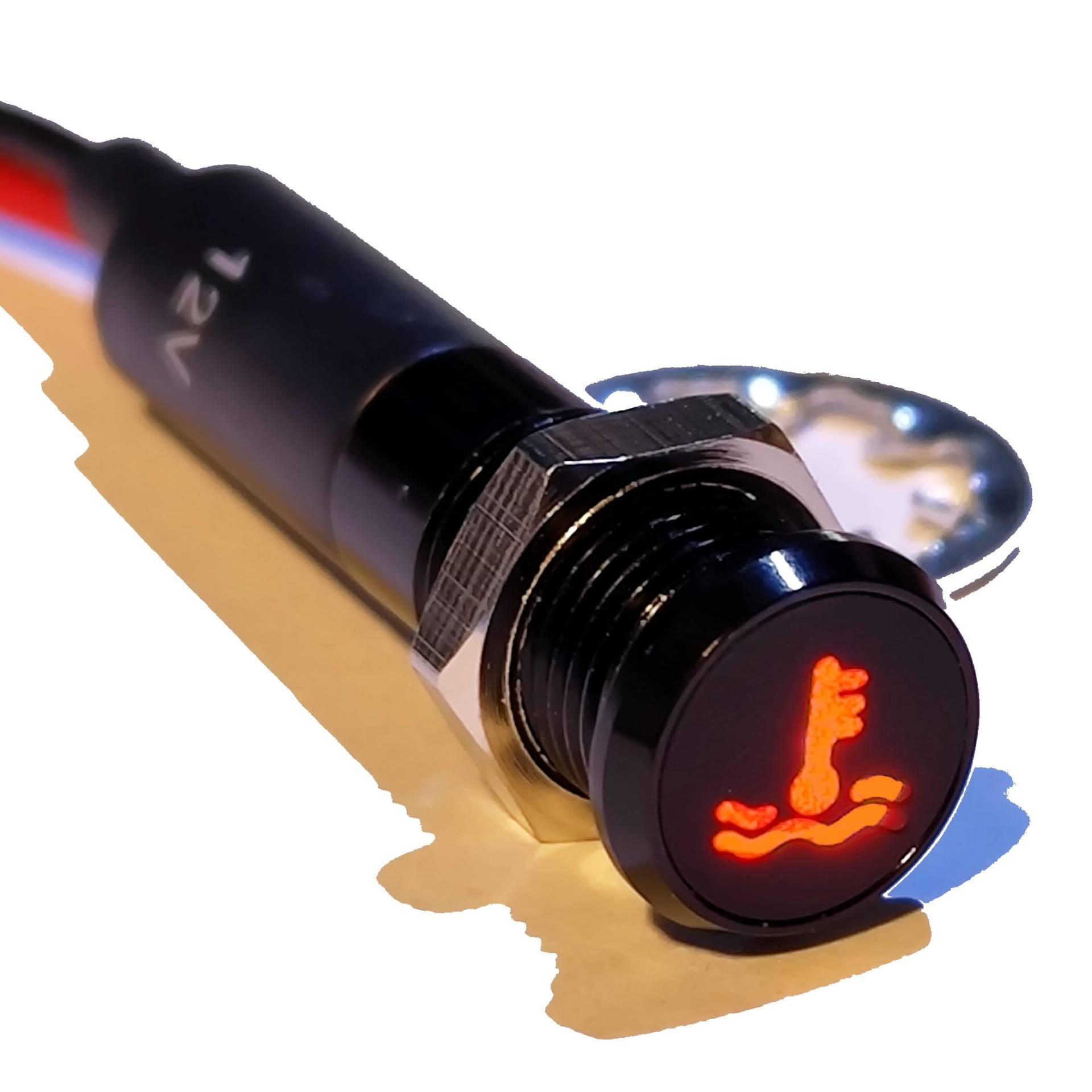 BlancatoGP® LED-Anzeigeleuchte 8 mm mit Wassertemperatur-Symbol 12 V schwarz rot Auto Motorrad von BlancatoGP