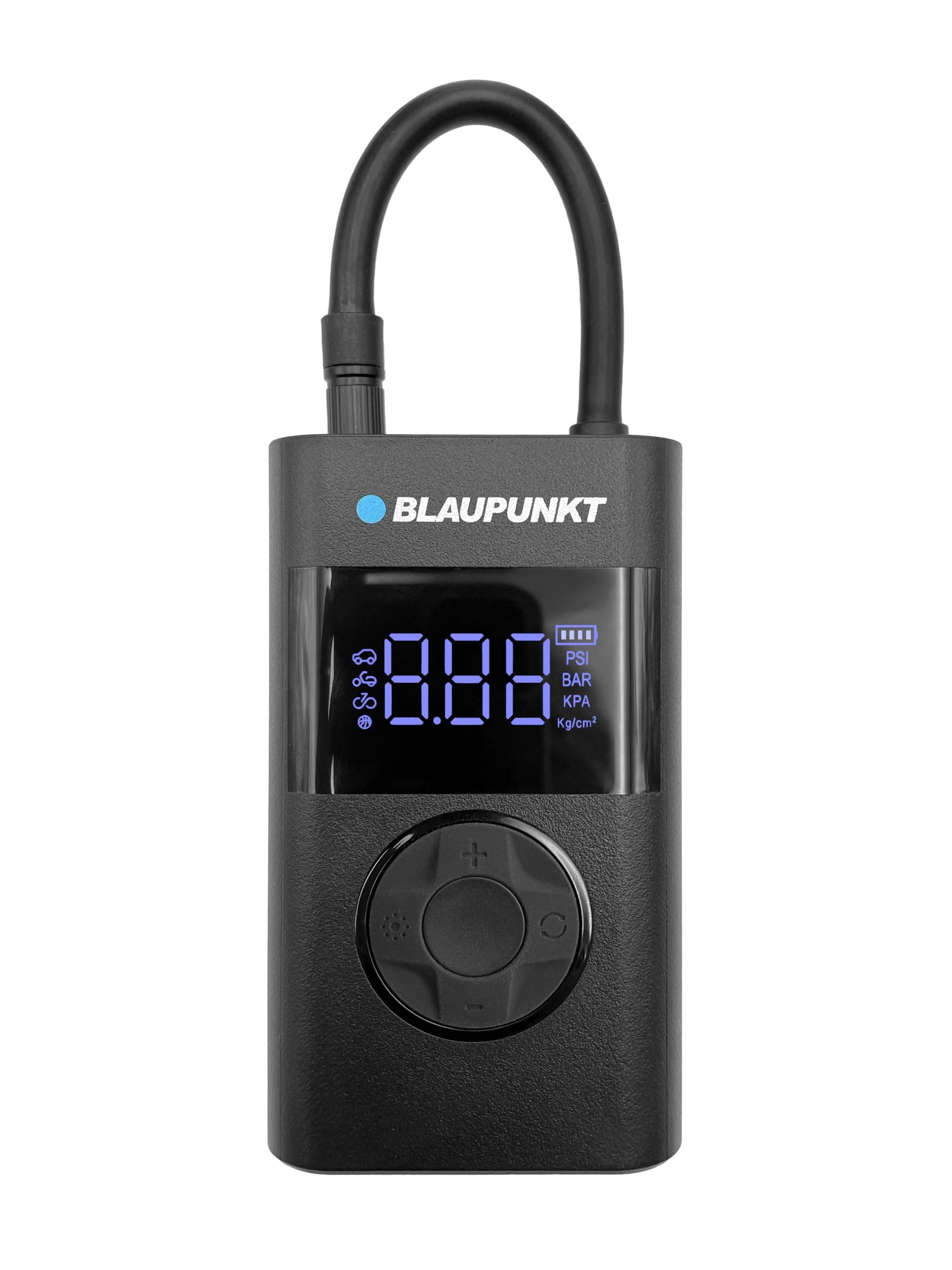 Blaupunkt Tragbare Akku-Luftpumpe TPM 124, Kompressor für Fahrräder, Motorräder, Auto & Bälle, mit Powerbank- und Taschenlampen-Funktion, Schwarz von Blaupunkt