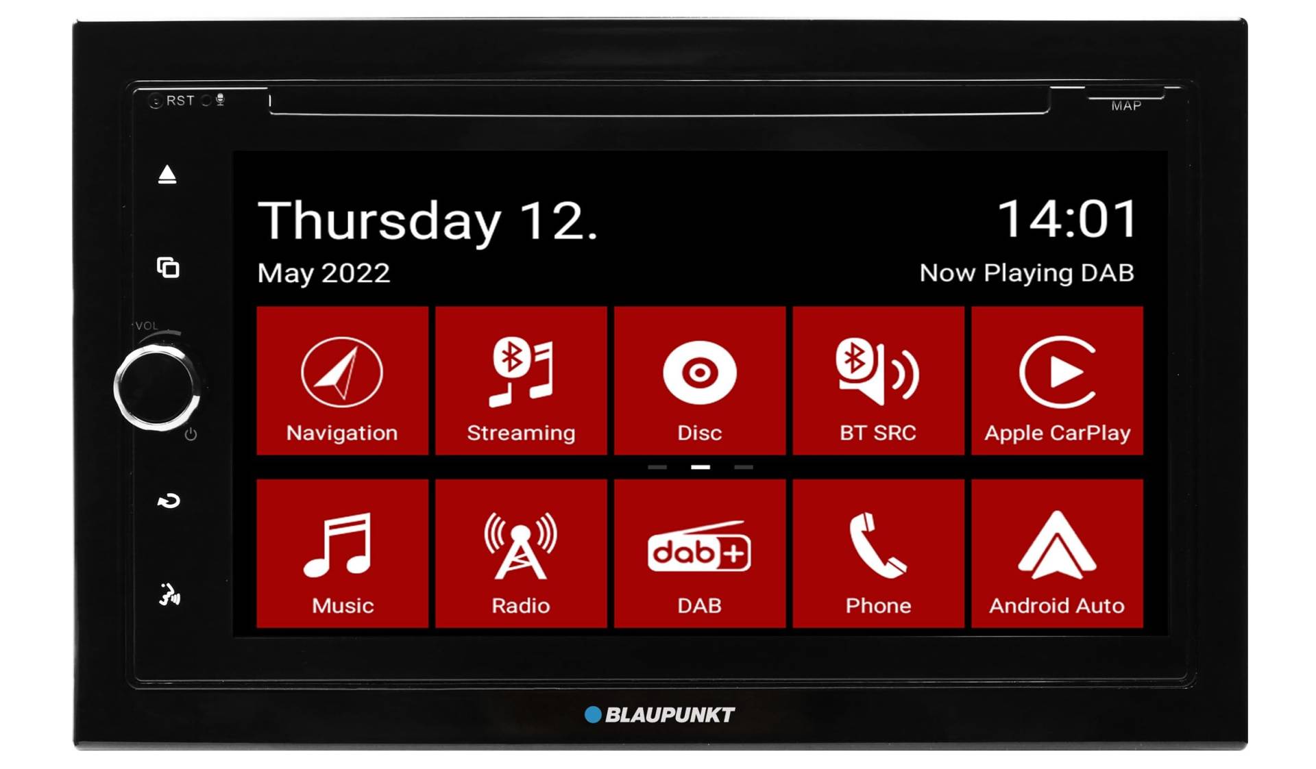 Blaupunkt Vienna 700 DAB, 2-DIN Car-Multimedia, 6,75 Zoll Touchscreen, Wireless CarPlay + Android Auto, DAB+, Navigation vorbereitet (Software separat), Bluetooth, CD/DVD, 2xUSB, Rückfahrkamera, 180W von Blaupunkt