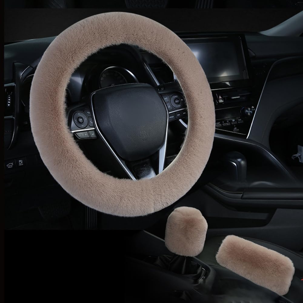 Universal-Auto-Lenkradbezug,Lenkradschutz & Getriebe Abdeckung Set,Plüsch Lenkrad Uberzug,Weichem Lenkradschoner,Auto Winter Zubehoer,Lenkrad Wärmer,Unisex Lenkradhülle Auto, von Blausky