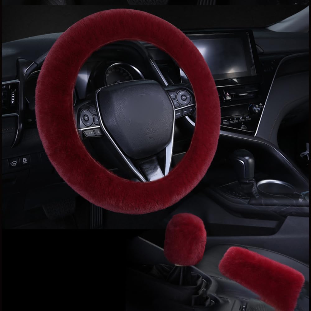 Universal-Auto-Lenkradbezug,Lenkradschutz & Getriebe Abdeckung Set,Plüsch Lenkrad Uberzug,Weichem Lenkradschoner,Auto Winter Zubehoer,Lenkrad Wärmer,Unisex Lenkradhülle Auto, von Blausky