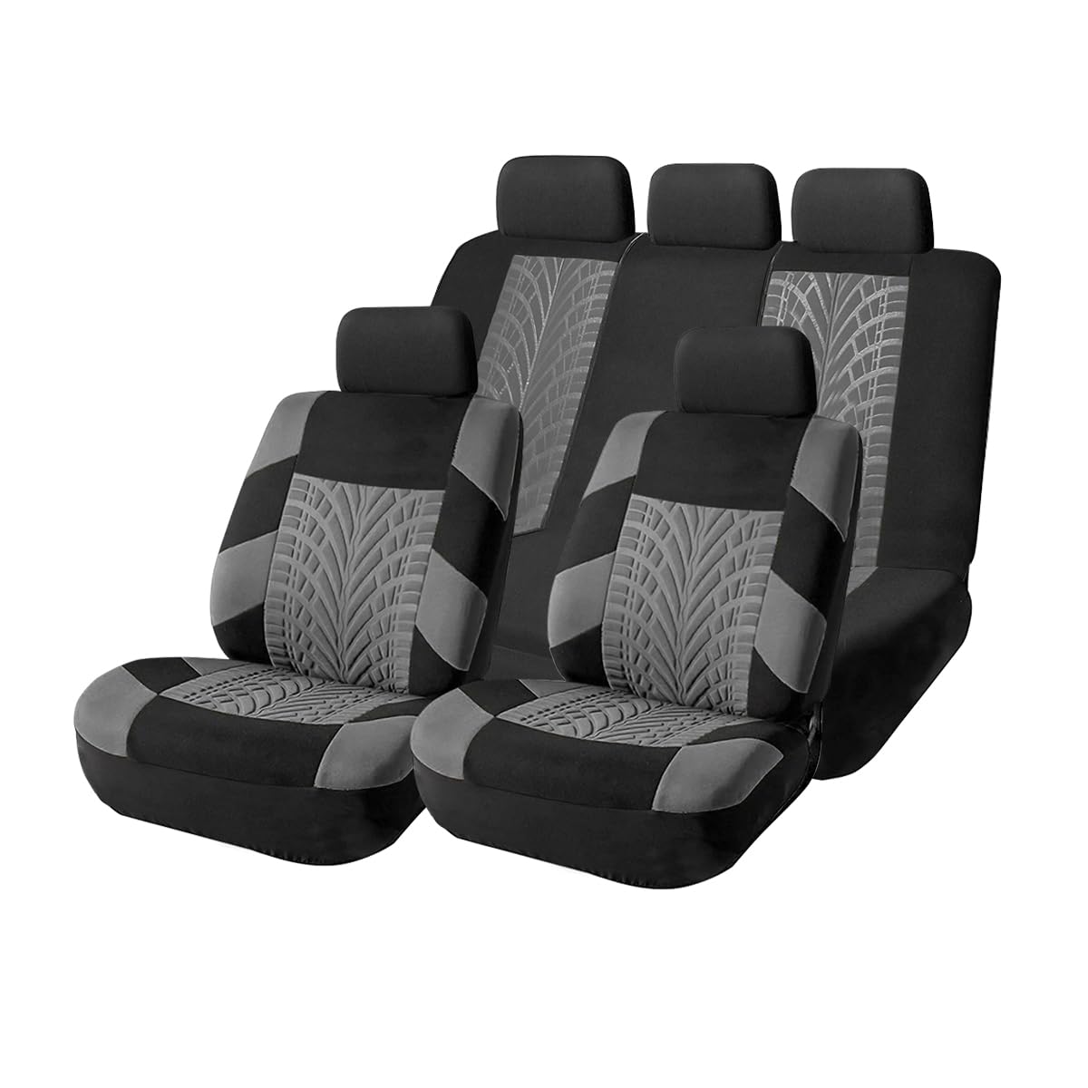 Autositzbezüge, komplettes Set, Polyester, Vordersitzschoner mit geteilten Sitzbezügen, atmungsaktiv, dick, Premium-Sitzkissen, Sportliches Premium-Sitzkissen, Autozubehör für LKW, SUV, Van (Grau/5 von Blilo