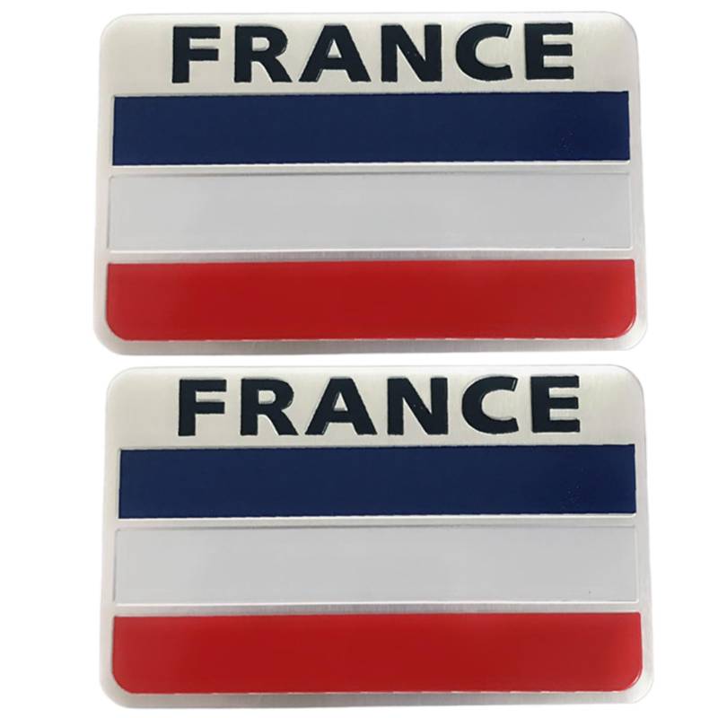 Frankreich Flagge, französische Aufkleber 2PCS 3D National Frankreich Flaggenauto-Aufkleber Selbstkleber Metallauto-Logo-Aufkleber für Autos Motorradhelm 3,2 x 2 Zoll, Metallaufkleber, Style 1 von Blogiiup