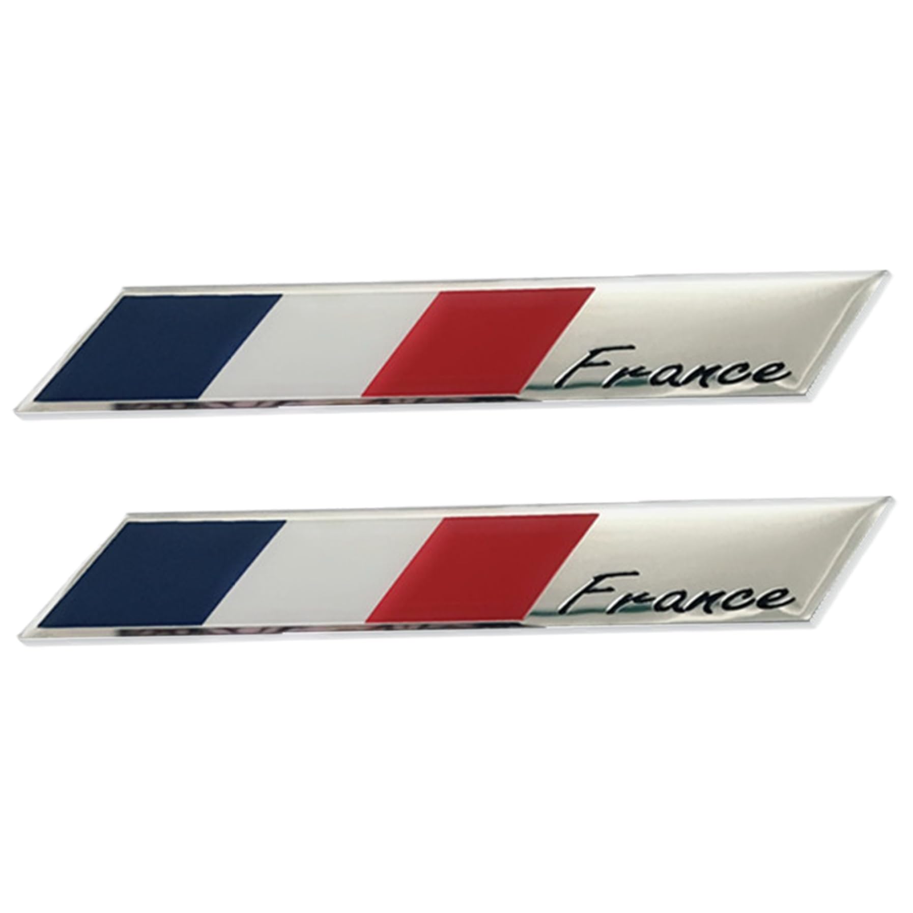 Frankreich Flagge, französische Aufkleber 2PCS 3D National Frankreich Flaggenautos Selbstklebebereich Metallauto-Logo-Aufkleber für Autos Motorradhelm 3,9 x 2 Zoll, Metallaufkleber, Style 2 von Blogiiup