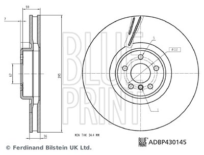 Blue Print 1x Bremsscheibe [Hersteller-Nr. ADBP430145] für BMW von Blue Print