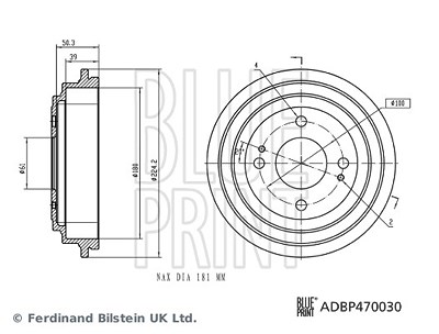 Blue Print 1x Bremstrommel [Hersteller-Nr. ADBP470030] für Honda von Blue Print