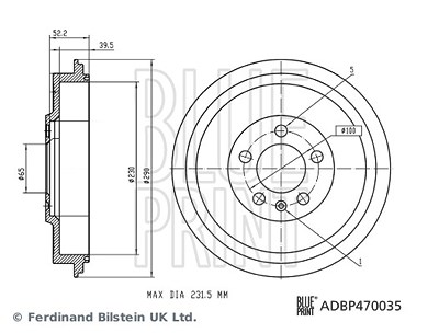 Blue Print 1x Bremstrommel [Hersteller-Nr. ADBP470035] für Skoda, VW von Blue Print