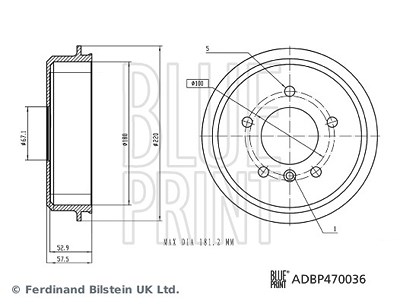 Blue Print 1x Bremstrommel [Hersteller-Nr. ADBP470036] für Mercedes-Benz von Blue Print