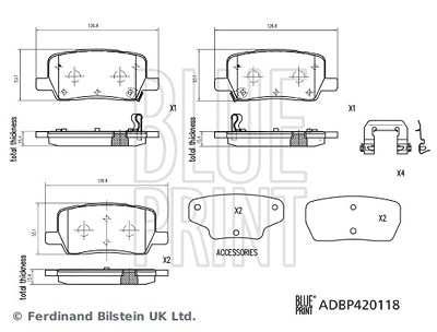 Blue Print Bremsbelagsatz, Scheibenbremse [Hersteller-Nr. ADBP420118] für Tesla von Blue Print