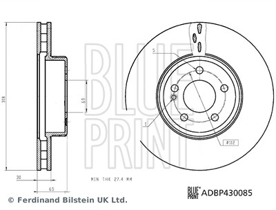 Blue Print 1x Bremsscheibe [Hersteller-Nr. ADBP430085] für Mercedes-Benz von Blue Print