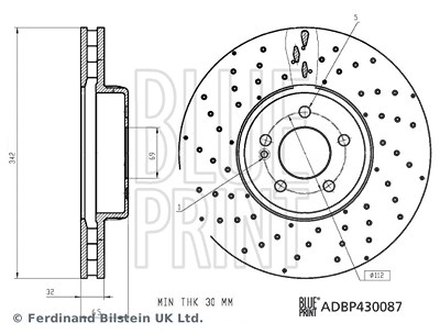 Blue Print 1x Bremsscheibe [Hersteller-Nr. ADBP430087] für Mercedes-Benz von Blue Print