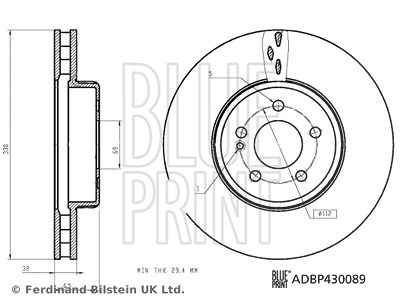 Blue Print 1x Bremsscheibe [Hersteller-Nr. ADBP430089] für Mercedes-Benz von Blue Print