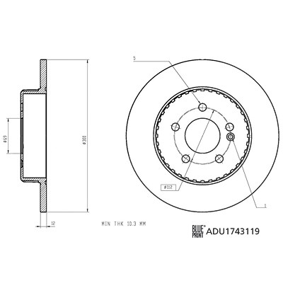 Blue Print 1x Bremsscheibe [Hersteller-Nr. ADU1743119] für Mercedes-Benz von Blue Print