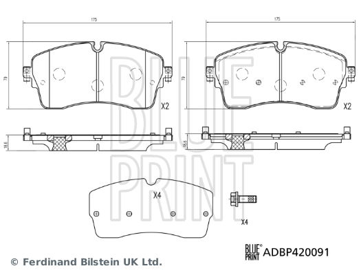 Bremsbelagsatz, Scheibenbremse Vorderachse Blue Print ADBP420091 von Blue Print