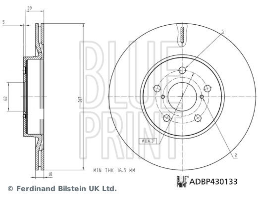 Bremsscheibe Hinterachse Blue Print ADBP430133 von Blue Print