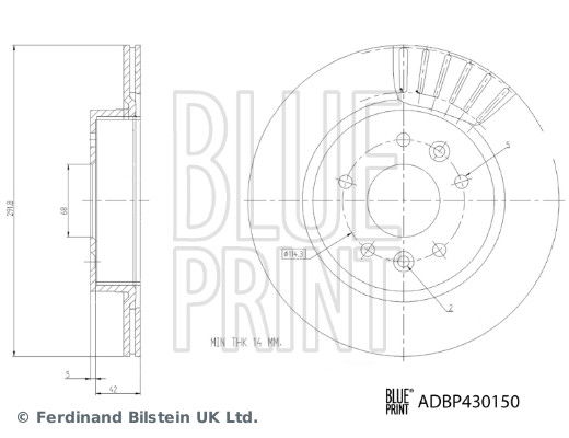 Bremsscheibe Hinterachse Blue Print ADBP430150 von Blue Print