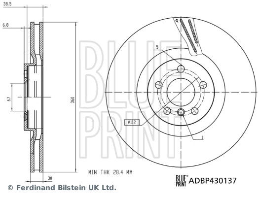 Bremsscheibe Vorderachse rechts Blue Print ADBP430137 von Blue Print