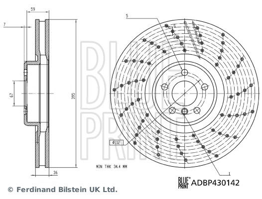 Bremsscheibe Vorderachse rechts Blue Print ADBP430142 von Blue Print