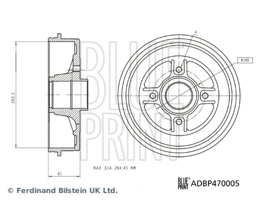 Bremstrommel Hinterachse Blue Print ADBP470005 von Blue Print