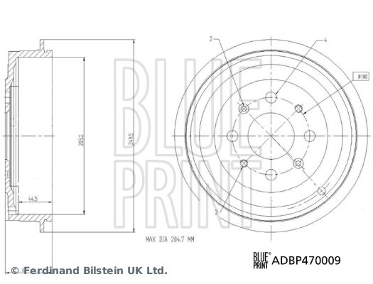 Bremstrommel Hinterachse Blue Print ADBP470009 von Blue Print