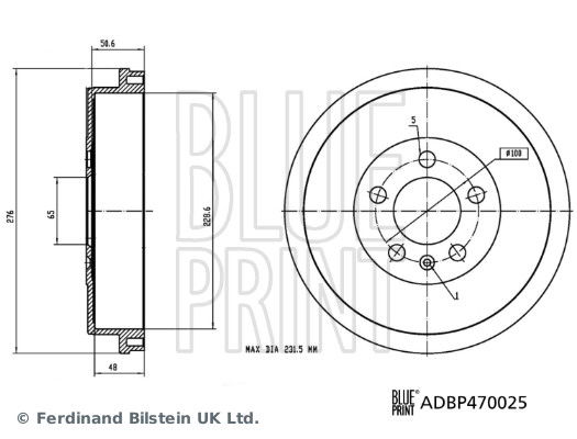 Bremstrommel Hinterachse Blue Print ADBP470025 von Blue Print