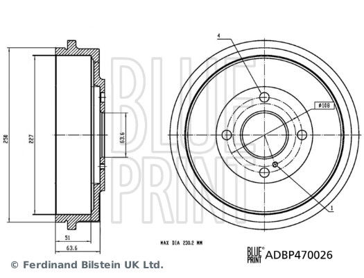 Bremstrommel Hinterachse Blue Print ADBP470026 von Blue Print