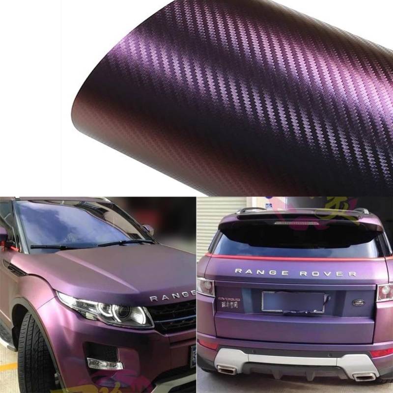 Blueshyhall Carbon Folie Auto mit Chamäleon Effekt, Auto Folierung Lila Matt, wasserdichte Autofolie mit Selbstklebende, Autoschutzfolie Vinyl Wrap, Lackschutzfolien Auto Tuning Folie (75 x 152 cm) von Blueshyhall