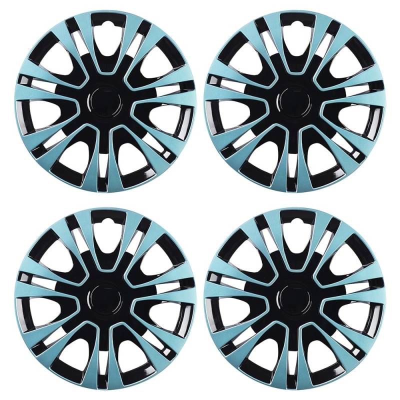 Blueshyhall 4er Set Radkappen Hell Blau Glänzend, Radzierblenden für Stahlfelgen aus PP Kunststoff mit Doppelschichtiger Lackierung, 13-15 Zoll Option Hubcaps Radblenden Tuning Zubehör Außen (13") von Blueshyhall