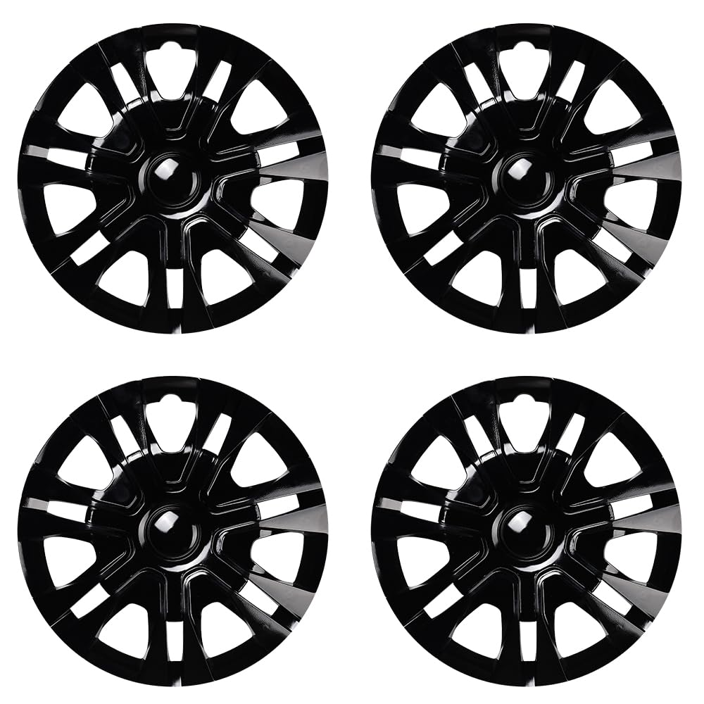 Blueshyhall 4er Set Radkappen Schwarz Glänzend, Radzierblenden für Stahlfelgen aus ABS Kunststoff mit Doppelschichtiger Lackierung, 12-15 Zoll Option Hubcaps Radblenden Auto Tuning Zubehör Außen (13") von Blueshyhall