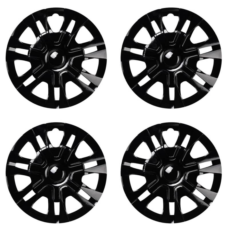 Blueshyhall 4er Set Radkappen Schwarz Glänzend, Radzierblenden für Stahlfelgen aus ABS Kunststoff mit Doppelschichtiger Lackierung, 12-15 Zoll Option Hubcaps Radblenden Auto Tuning Zubehör Außen (13") von Blueshyhall