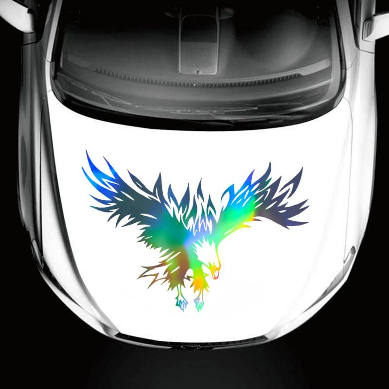 Blueshyhall Bunt Lasor Auto Aufkleber, Silberne Reflektierende Aufkleber, Karosserie Aufkleber Auto Tattoo Aufkleber Motorhaube, Heckscheibe Aufkleber (Adler) von Blueshyhall