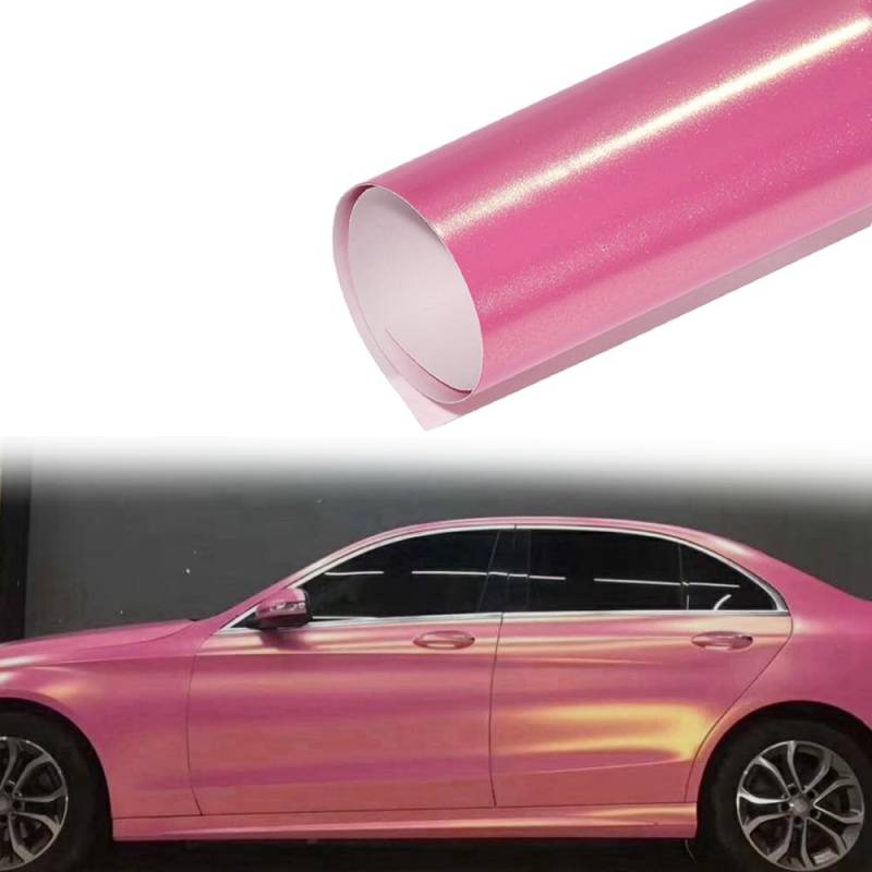 Blueshyhall Autofolie, Auto Folie Rosa Matt mit Golden Glizter Reflexen, Car Wrapping Folie Glitzer Rosa Gold Matt Selbstklebend Innen Außen, Tunning Folie für Auto Motorrad Fahrrad (30 x 152 cm) von Blueshyhall