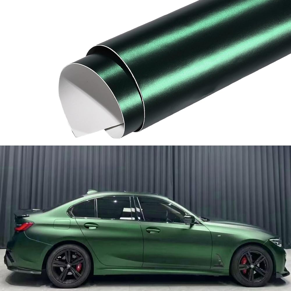 Blueshyhall Autofolie, Autofolie Dunkelgrün Matt Metallic, Car Wrapping Folie Grün Selbstklebend mit Luftkanälen, Tuning Folie Innen Außen für Auto Motorrad Fahrrad (30 x 152 cm) von Blueshyhall