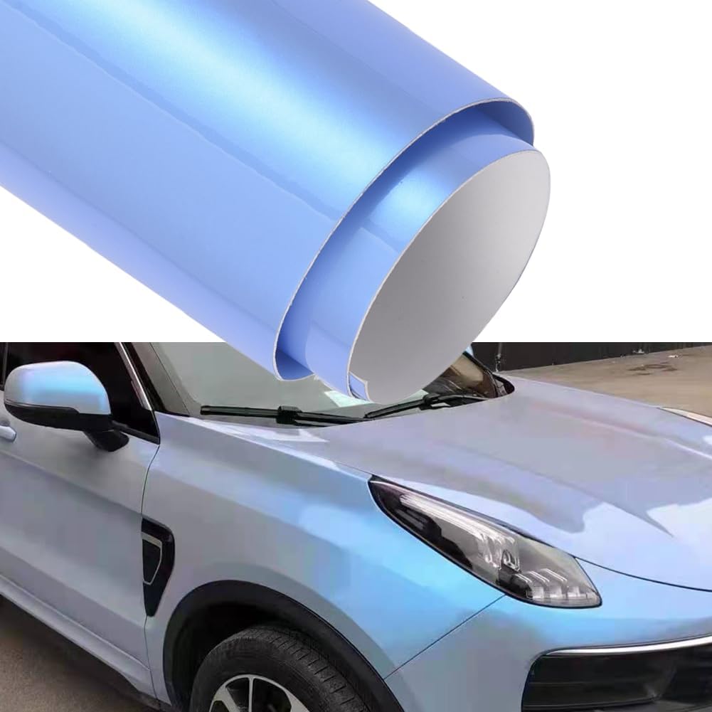 Blueshyhall Autofolie Chamäleon Effekt, Autofolie Glänzend Blau und Grau, Car Wrapping Folie Metallic, Auto Folierung mit Selbstklebend und Luftkanälen, Auto Folie Aussen Wasserfest (10 M x 152 cm) von Blueshyhall