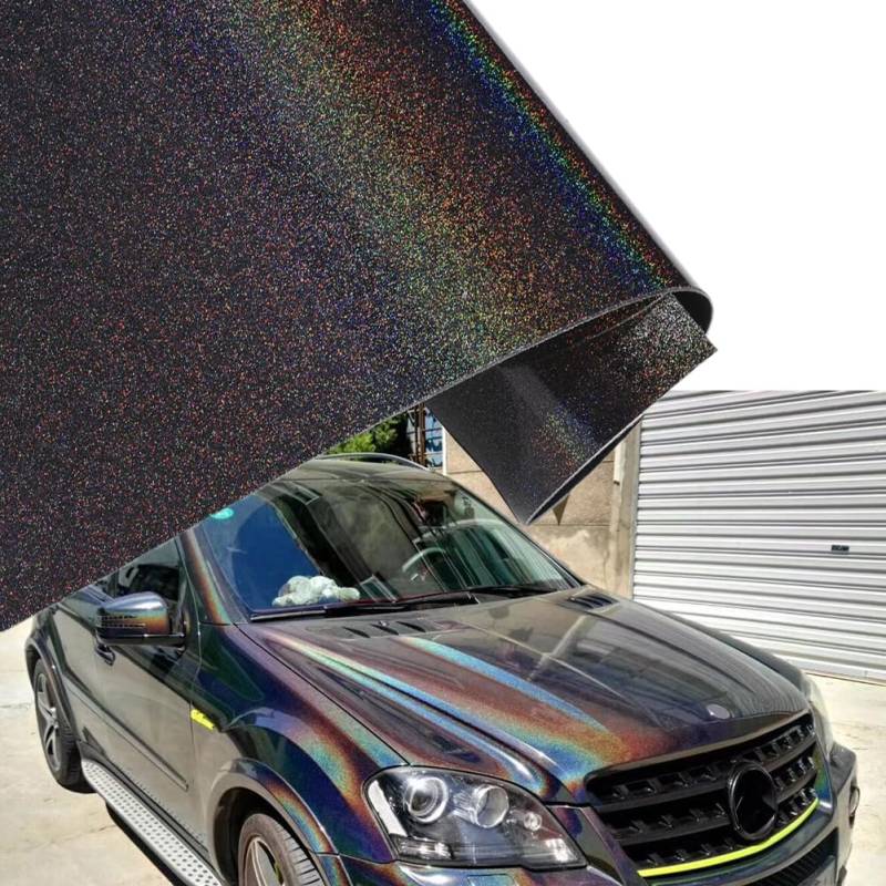 Blueshyhall Autofolie Grau mit Regenbogen Effekt, Car Wrapping Folie Chameleon Grau Glanz Glitzer, Vinylfolie Auto Selbstklebend Wasserfeste Auto Folie Außen Grau Car Film Wrap (50 x 152 cm) von Blueshyhall