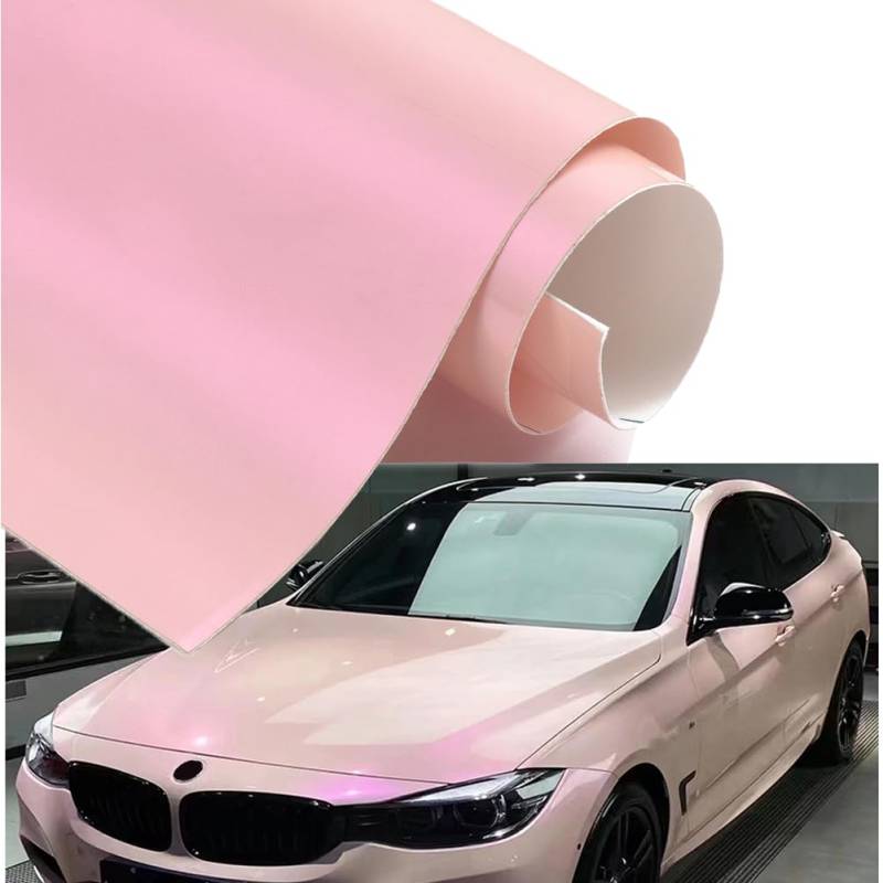 Blueshyhall Autofolie Rosa, Auto Wrapping Folie Hellrosa, Wasserfest Selbstklebende Lackschutzfolie Auto Car Vinyl Film Wrap Light Pink, Auto Tuning Folierung Rosa Glitzer (100 * 152 cm) von Blueshyhall