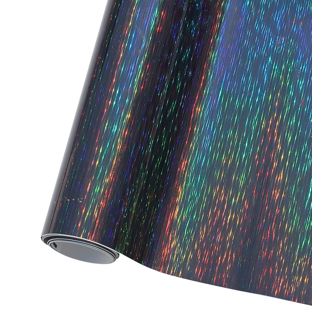 Blueshyhall Autofolie Schwarz Glitzer mit Meteoritenschauer Muster, Car Wrapping Folie Schwarz mit Regenbogen Effekt, Tuning Folie Innen Außen mit Luftkanälen für Auto Motorrad Fahrräd (30 x 152 cm) von Blueshyhall