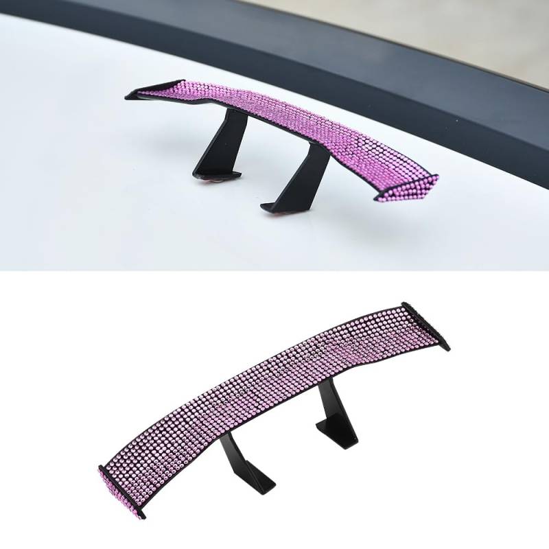 Blueshyhall Heckspoiler Mini Glitzer, Auto Spoiler Wing mit Strass Universal, Bling Auto Spoiler Hinten Selbstklebende, Auto Flügel Zerstörungsfreie Montage Auto Deko Außen mit Kristall Diamant (Rosa) von Blueshyhall