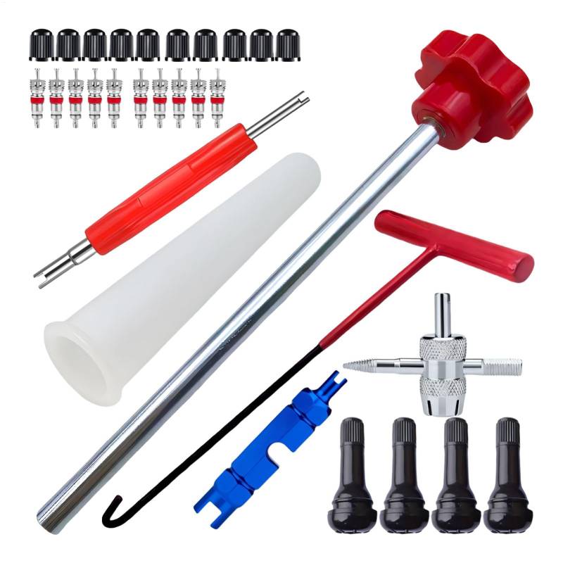 Bmdjdq Quick Tire Valve Change Tool Kit, Valve Removal Tool Tire Replacement Kit, Tyre Valve Repair Kit, Easy To Use, Time Saving, 30Pcs, For Car, Motorcycle von Bmdjdq